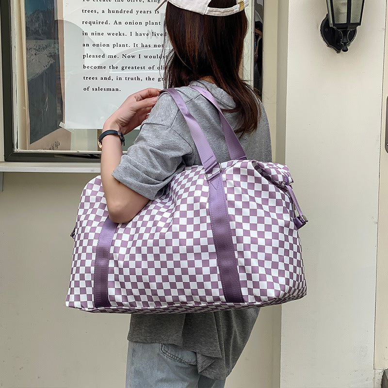 Plaid Portable Dry Wet Separation Large Travel Bags