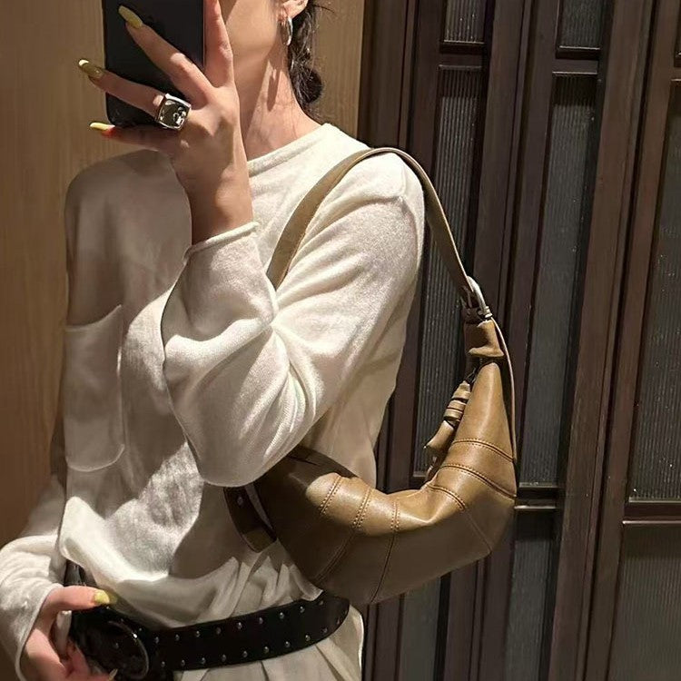 Durable Leather Versatile Croissant Advanced Dumpling Bags