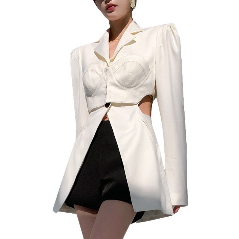 Women's Fried Street Full Plaid Fashion Autumn Show Waist Unique Suits