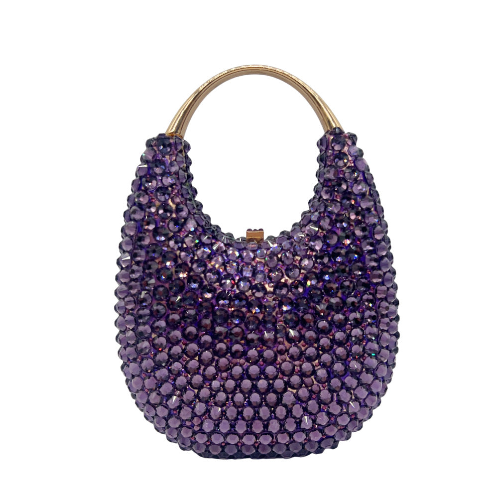 Women's Full Diamond Dinner Clutch Light Luxury Oval Portable Evening Bags