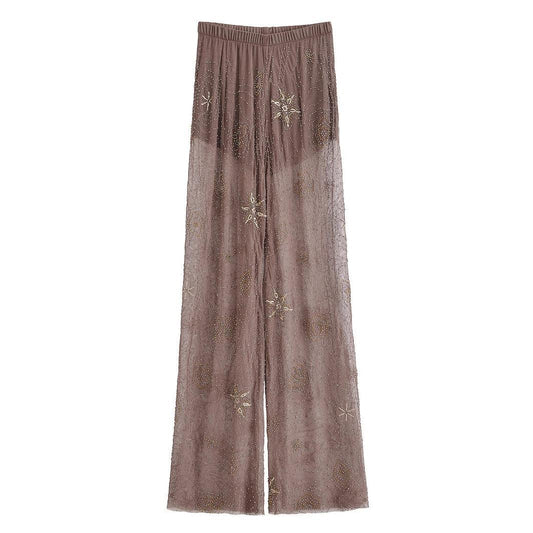 Women's Hollow Out Summer Sequin Fashion Decorative Beaded Pants
