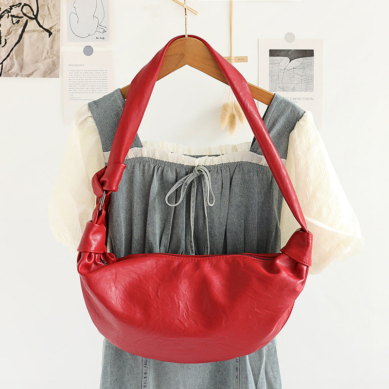 Style Retro Soft Leather Dumpling Croissant Bags