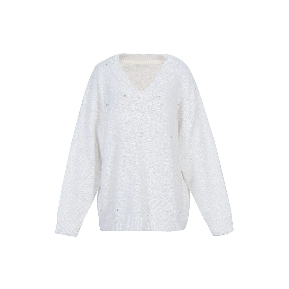 Women's Classic Bead Solid Color Pullover Sweaters
