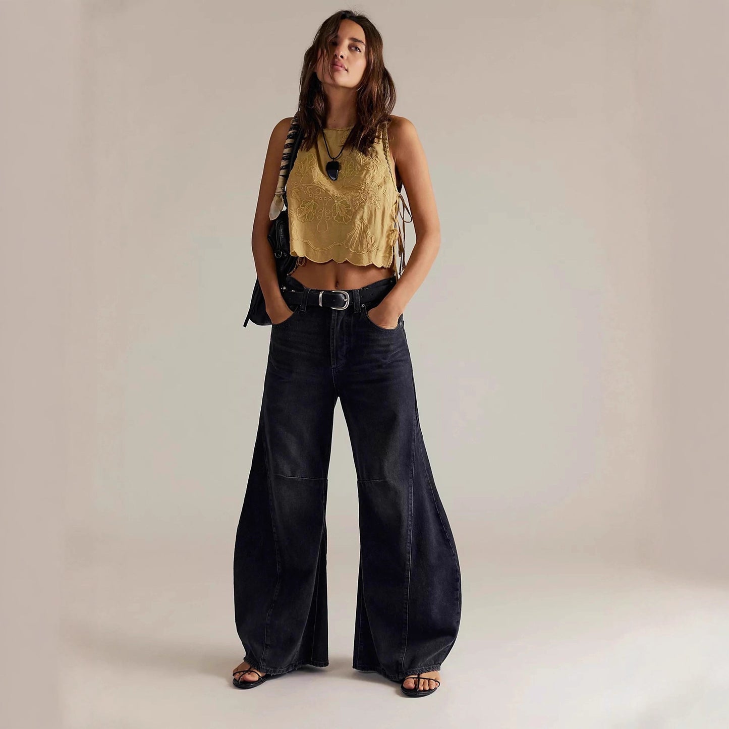 Women's Autumn Retro High Waist Wide Leg Jeans