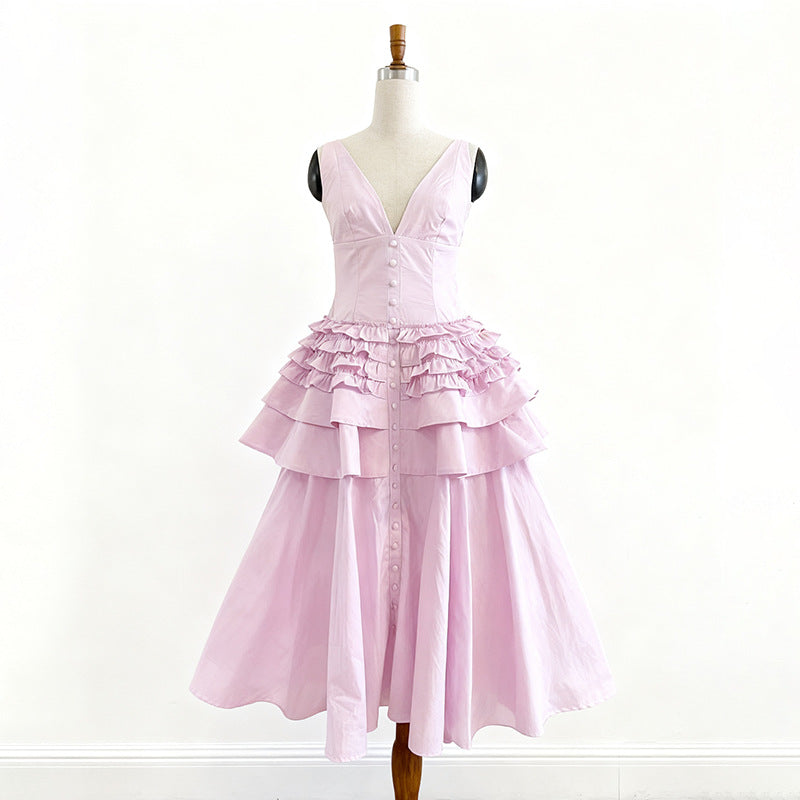 Women's French Vintage Style Halter Cake Dress Dresses