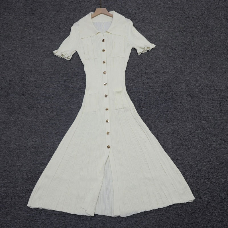 Large Swing Dress Lapel Knitted French Dresses
