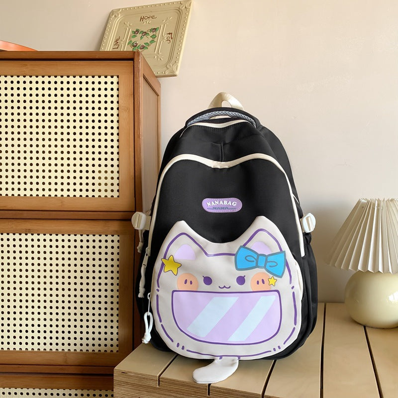 Female Cute Cat High Korean Style Easy Middle School Students' Schoolbags