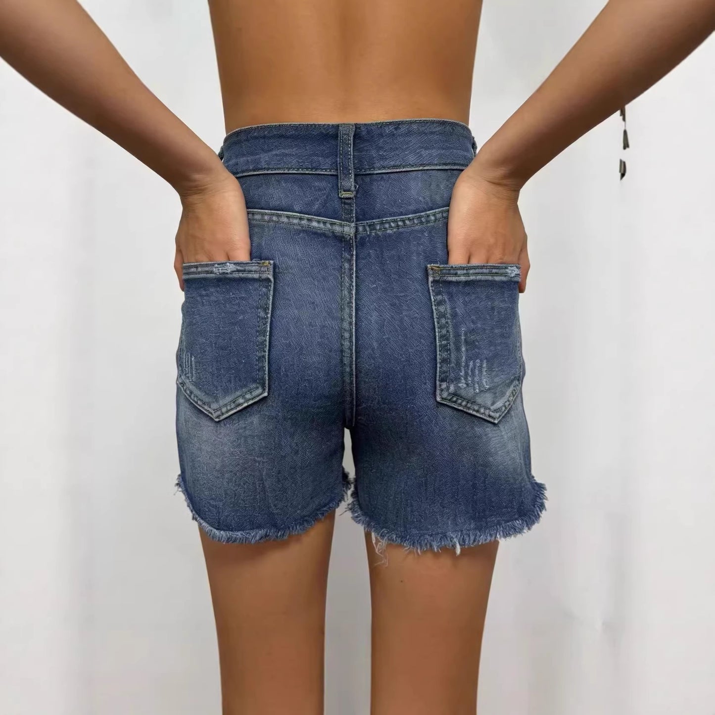 Classic Women's Ripped Frayed Thin Denim Women's Jeans