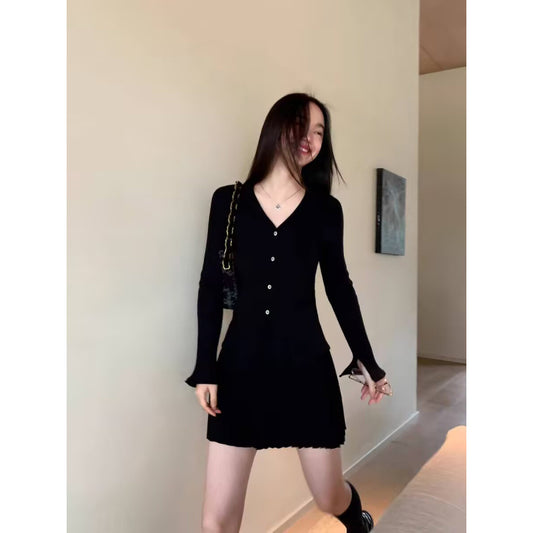 Classic Style Graceful Pleated Knitting Spring Sweaters