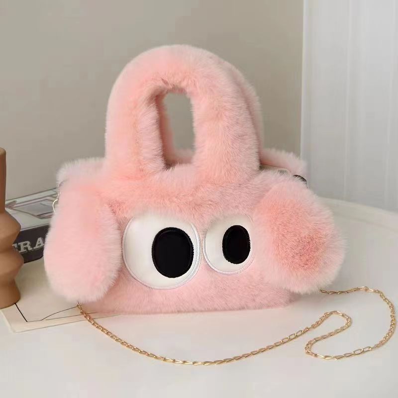 Plush Cute Big Eyes Puppy Oblique Handbags