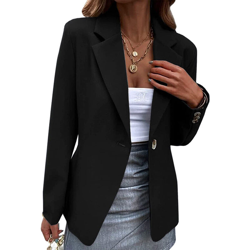 Graceful Women's Casual Long-sleeved Solid Color Small Suit
