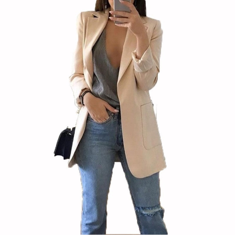 Trendy Women's Solid Color Collar Graceful Small Suit