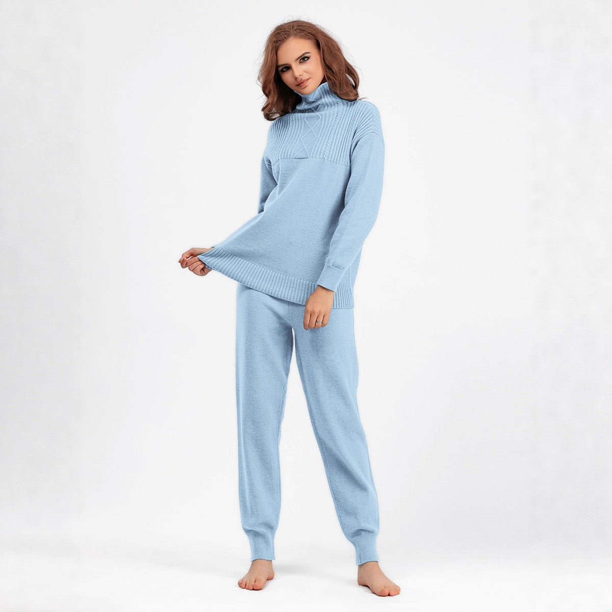 Women's Half Turtleneck Casual Loose Gentle Soft Glutinous Suits