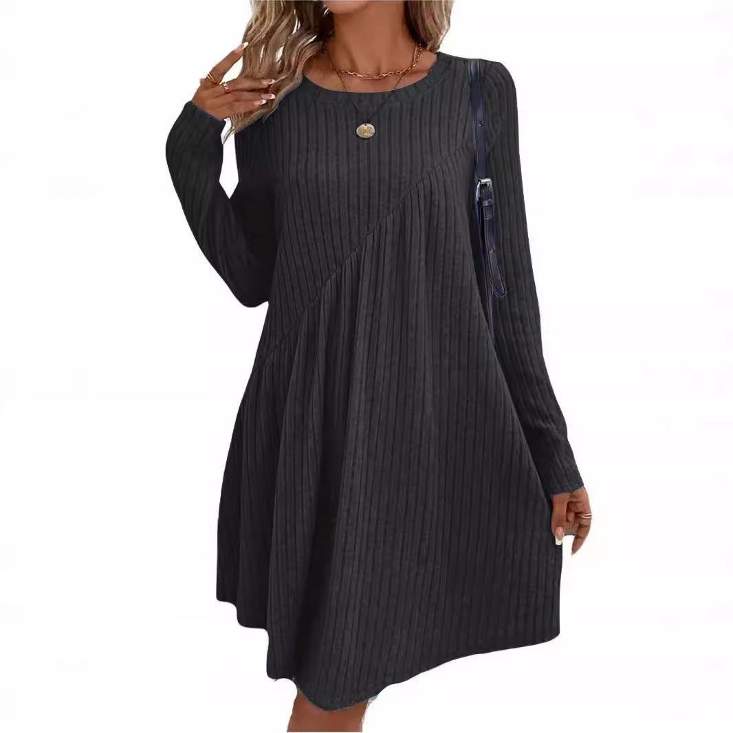 Women's Bohemian Irregular Brushed Sunken Stripe Solid Clothing
