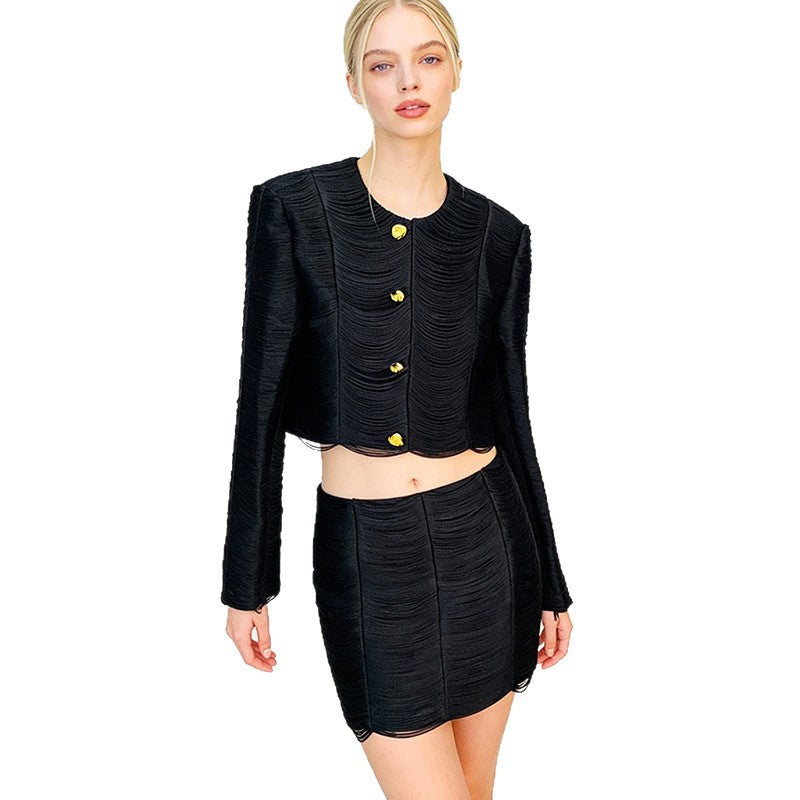 Spring Quality Tassel Mid-length Dress Set Fashion Casual Suit