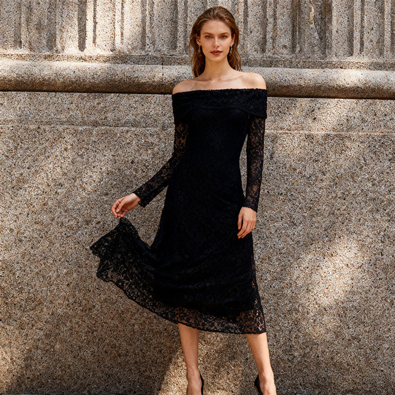 Women's Autumn Elegant Artistic Retro Waist Slimming Dresses