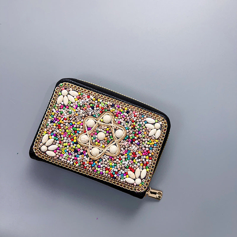 Ethnic Style Vintage Organ Handmade Bead Single Card Holder