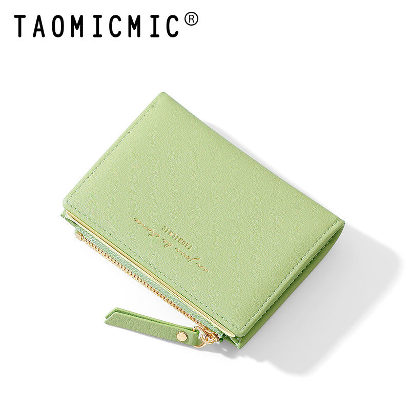 Women's Short Simple Two-fold Zipper Folding Change Ladies Wallets