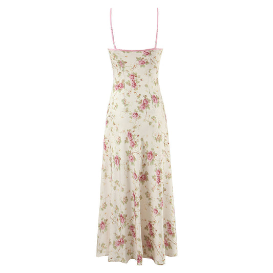 Women's Style Sexy Lace Stitching Peony Printing Dresses