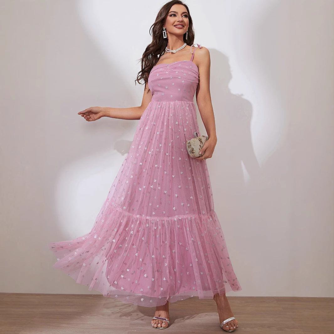 Women's Fashionable Elegant Mesh Hot Sier Strap Dresses