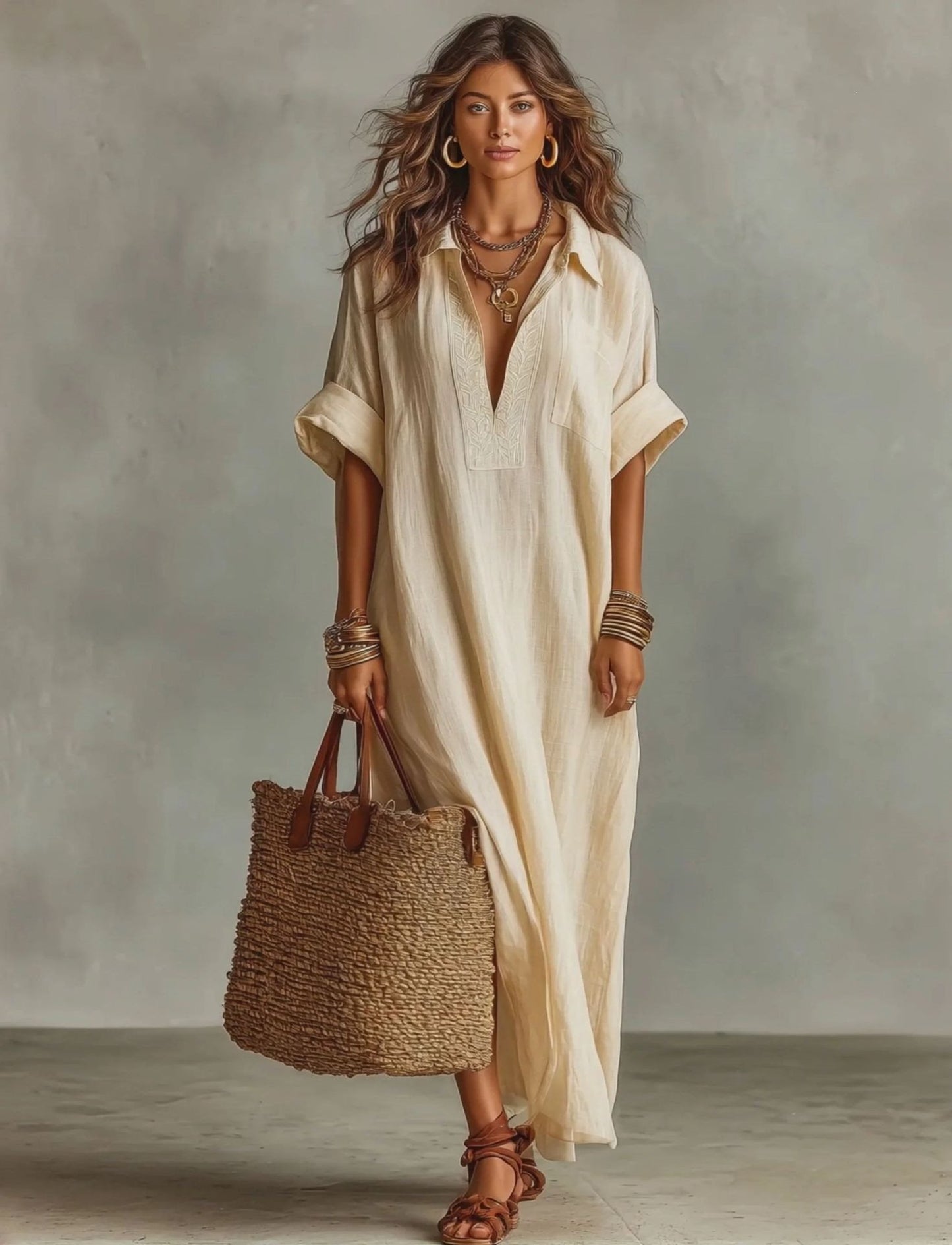 Simple Style Loose Solid Color Sleeve Apricot Shorts