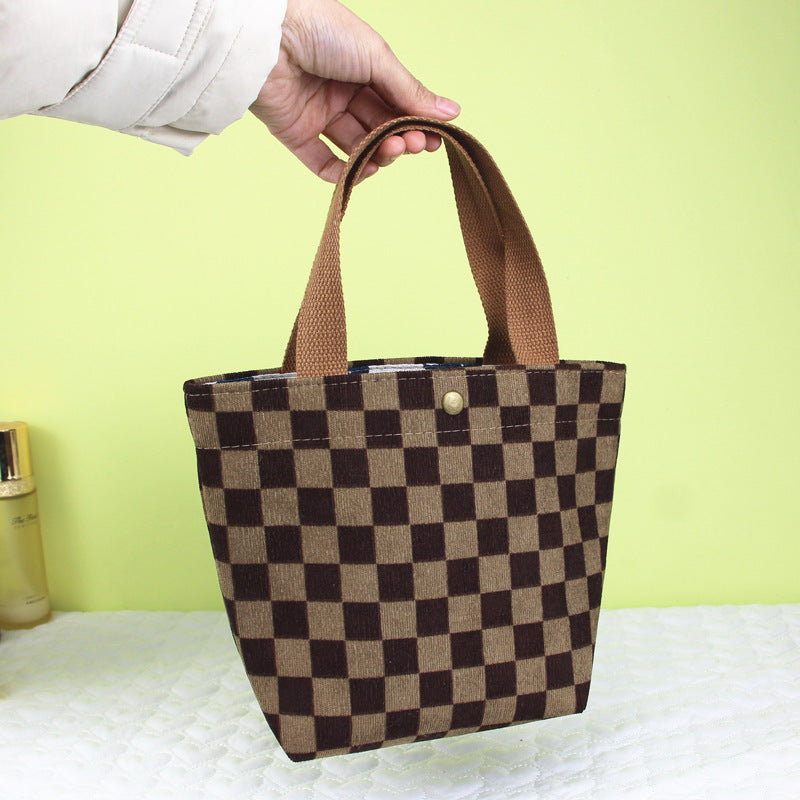 Style Corduroy Retro Woven Mummy Lunch Handbags