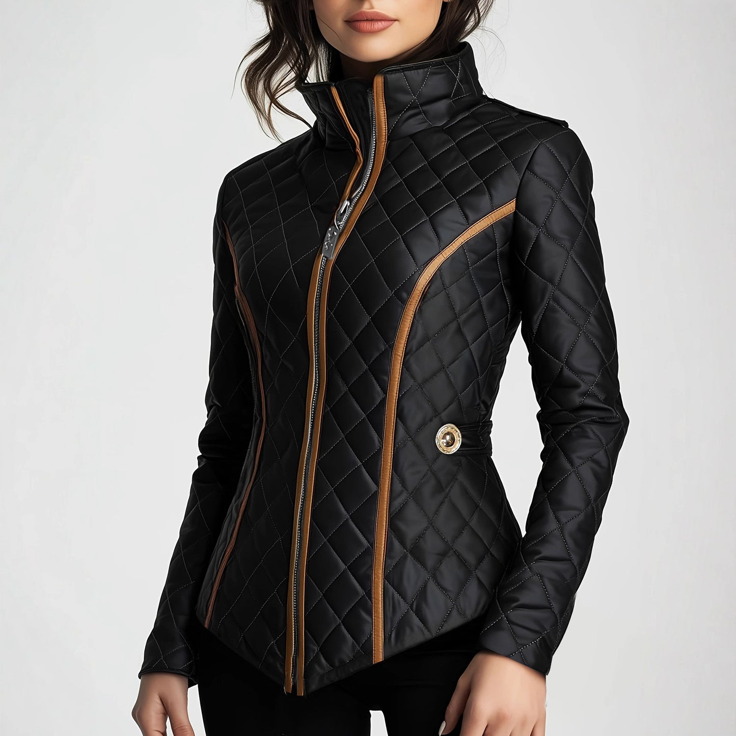 Women's Stand Collar Lightweight Quilted Padded Zip Coats