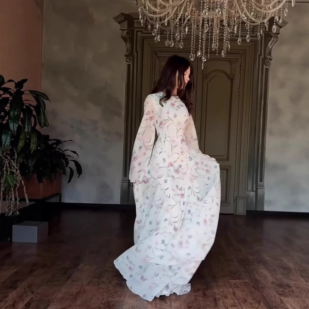 Women's Spring Floral Fresh Soft Temperament Long Dresses