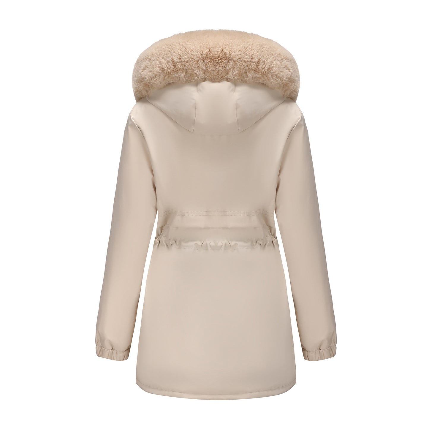 Women's Korean Style Overknee Parka Fur Collar Casual Versatile Coats
