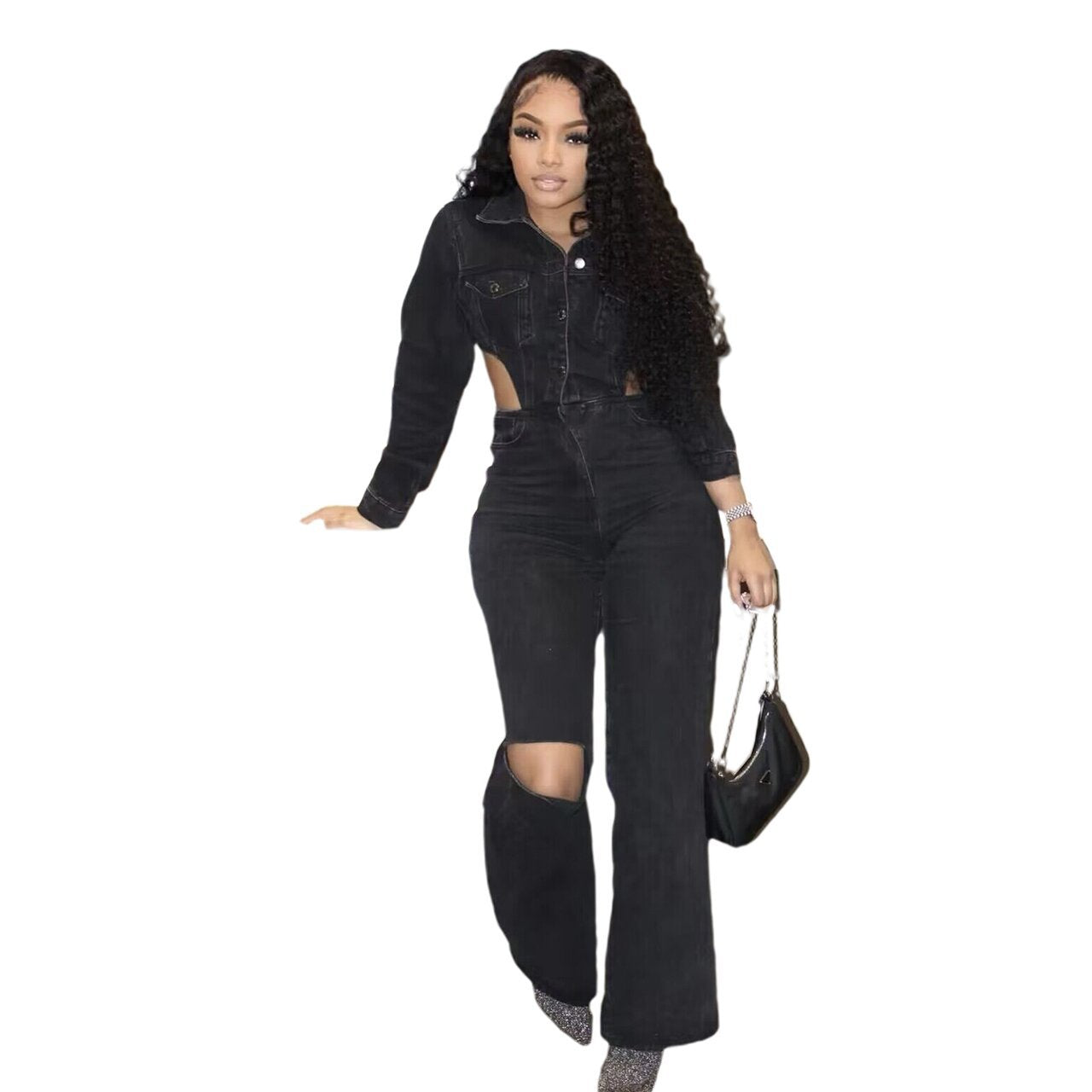 Durable Elegant Denim Casual Stretch Fashion Jumpsuits