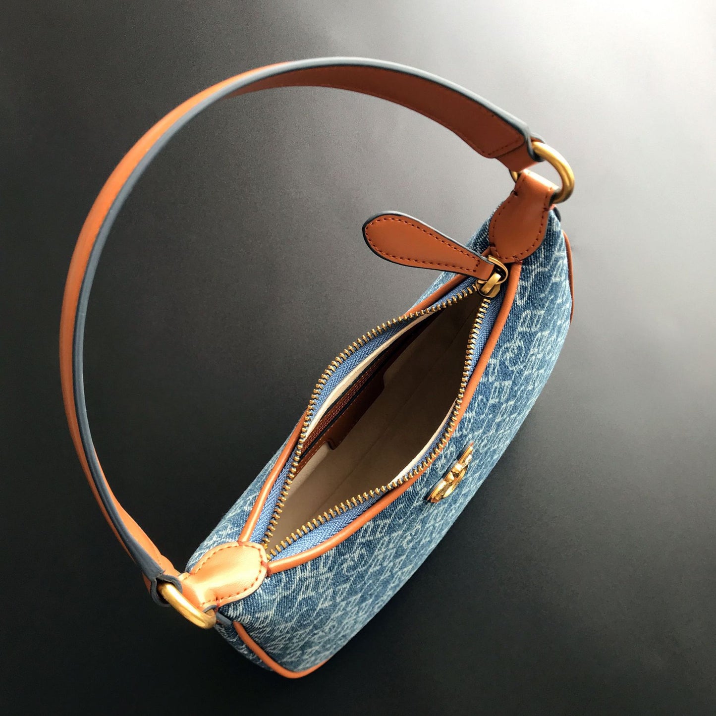 Women's Denim Leather Swallow Underarm Puff Pillow Bags