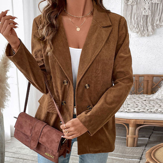 Women's Cool Classic Solid Color Corduroy Blazers