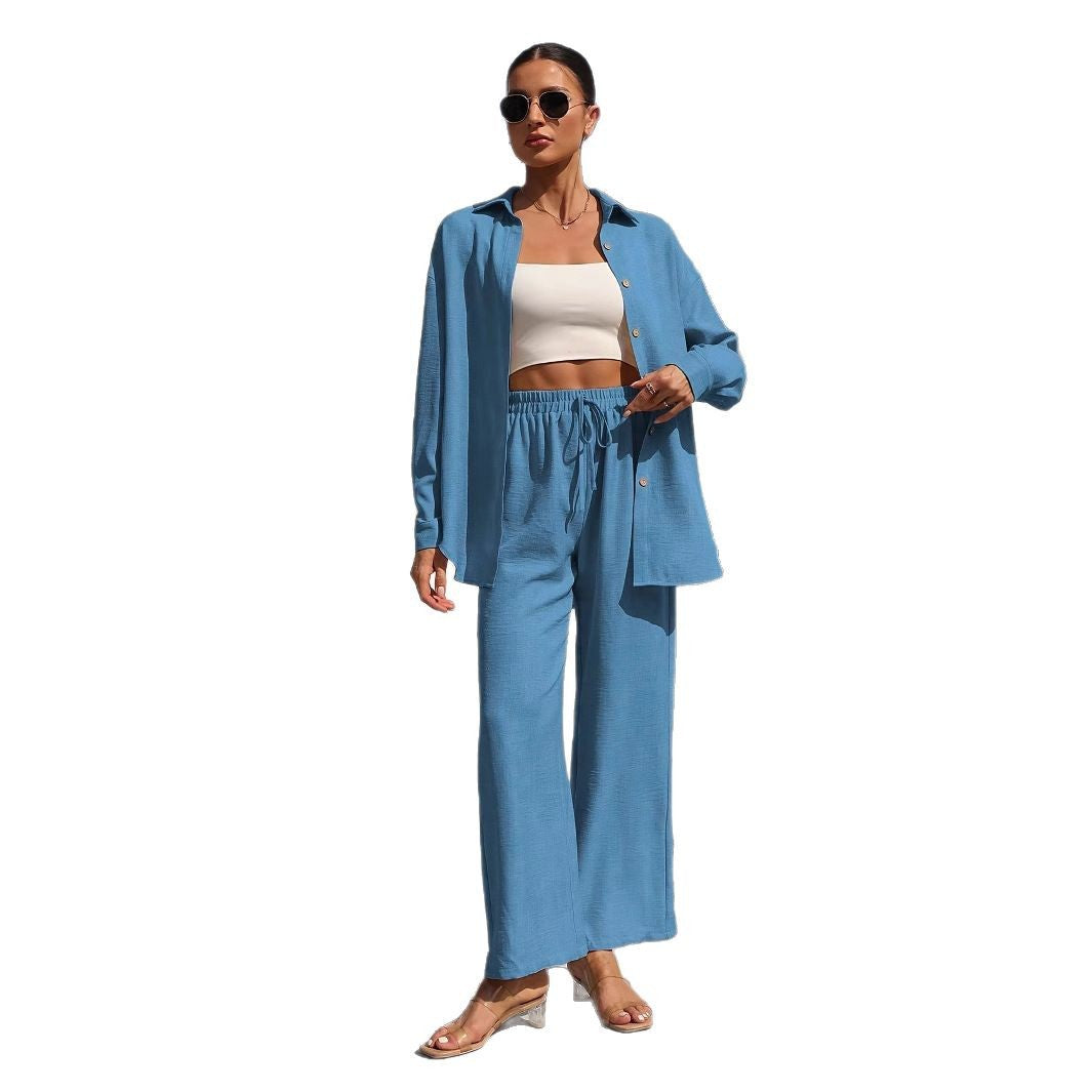 Women's Autumn Graceful Long Sleeve Two-piece Set Solid Fashion Casual Suit