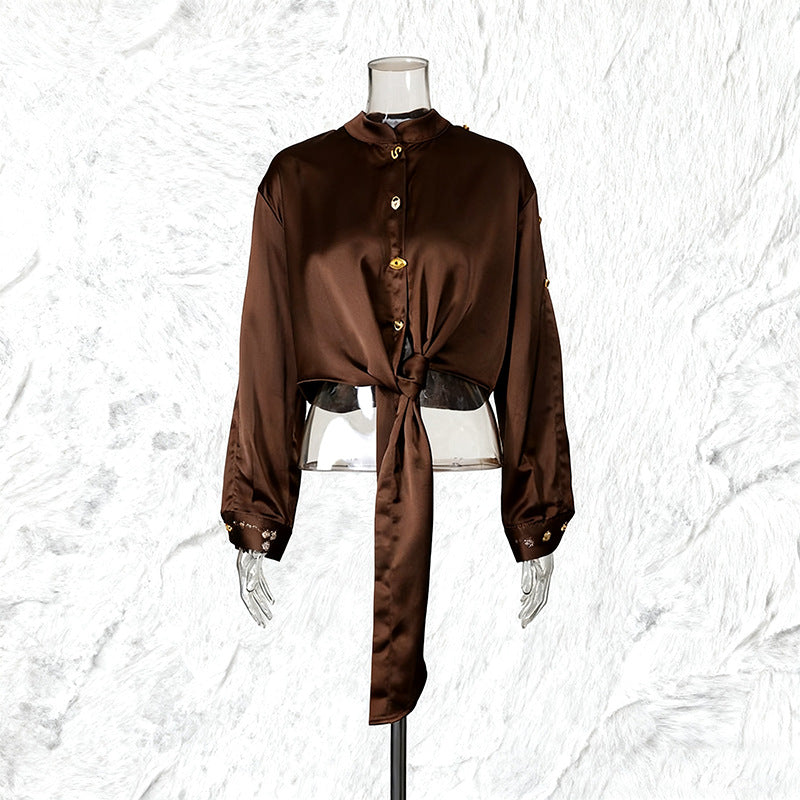 Women's Temperament Shirt Autumn Fashion Rhinestone Design Blouses