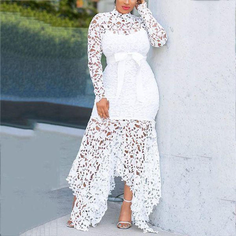 Women's Out Long Sleeve Stand-up Collar Tie Dresses