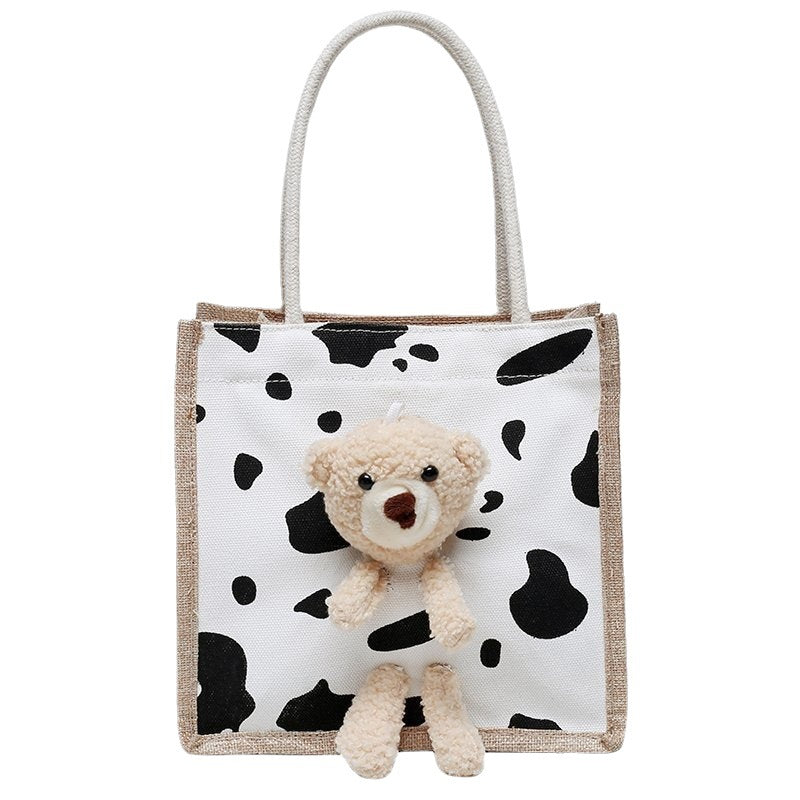 Women's Simple Cute Bear Cartoon Trendy Cloth Bags