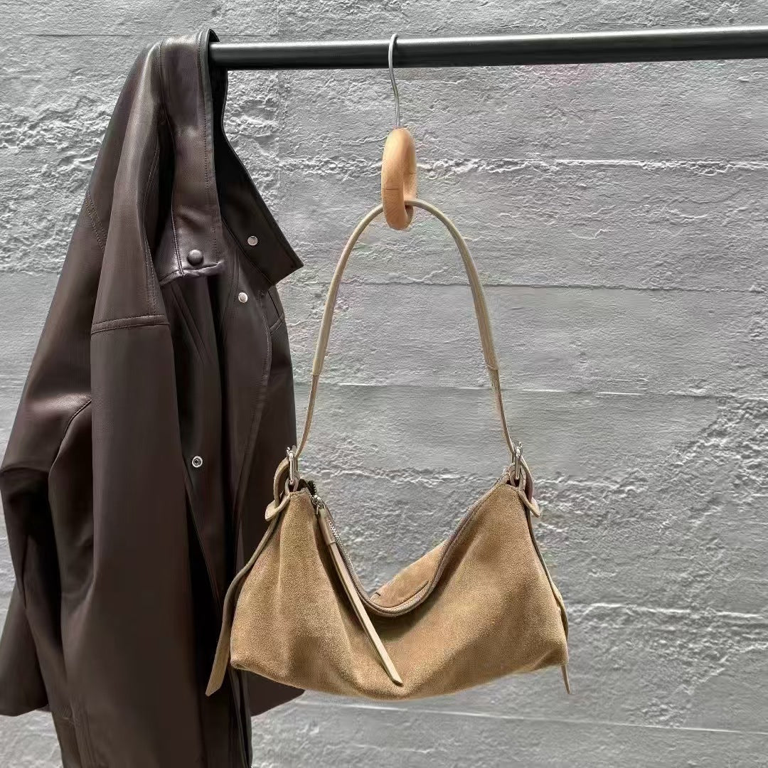 Women's Matte Leather Underarm Dumpling Simple Retro Armpit Bags