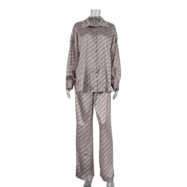 Women's High-grade Long-sleeved Loose Shirt Trousers Two-piece Suits