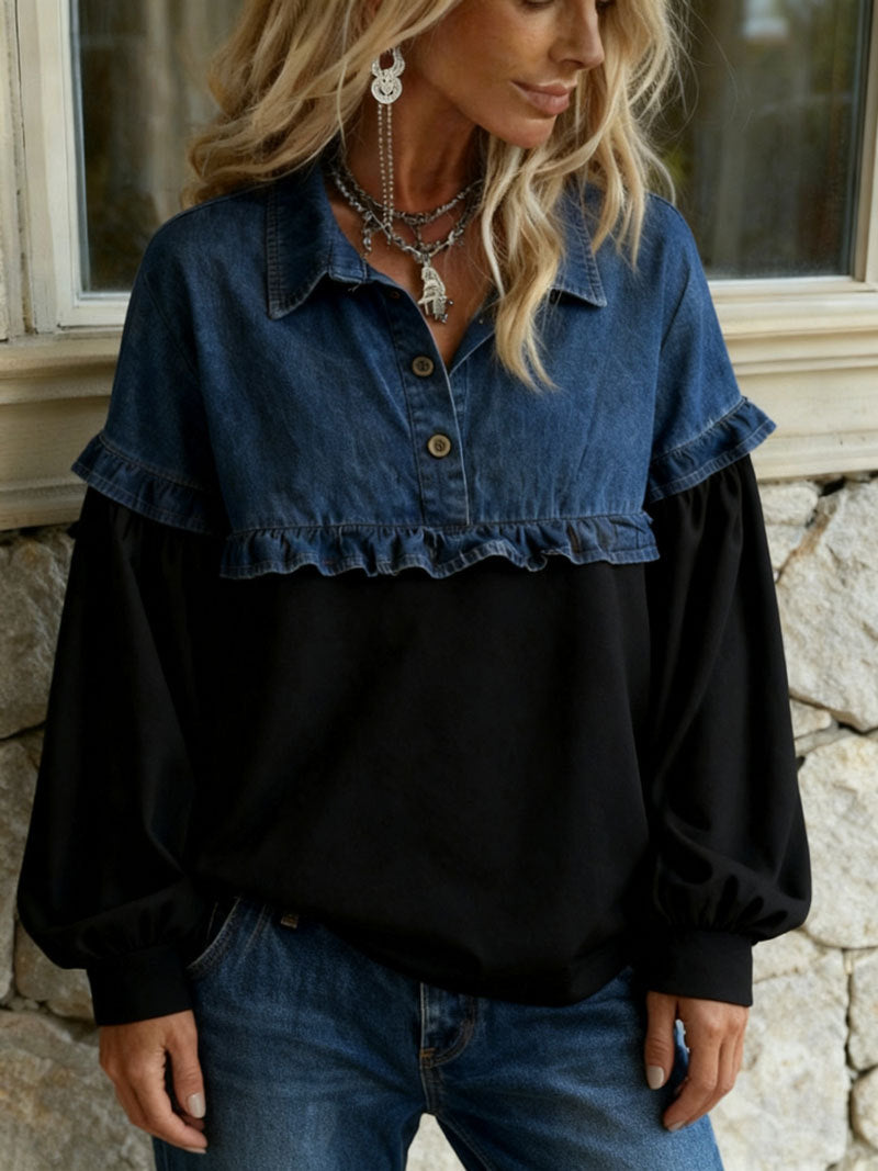Women's Patchwork Casual Long Sleeve Sweatshirt Loose Women's Sweater, Sweater