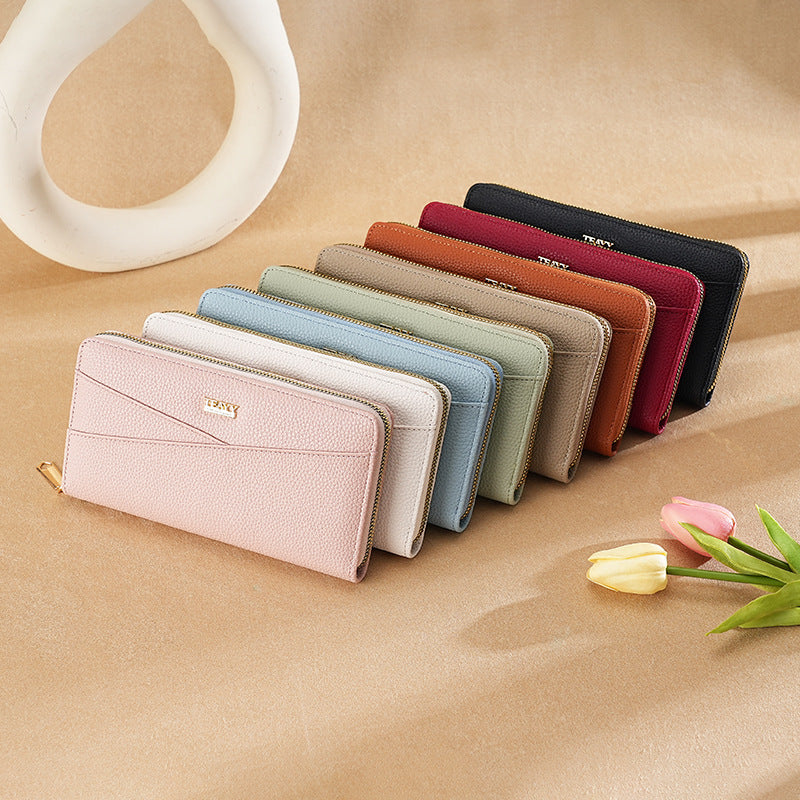 Women's Long Large Capacity Zipper Leather Clutch Ladies Wallets