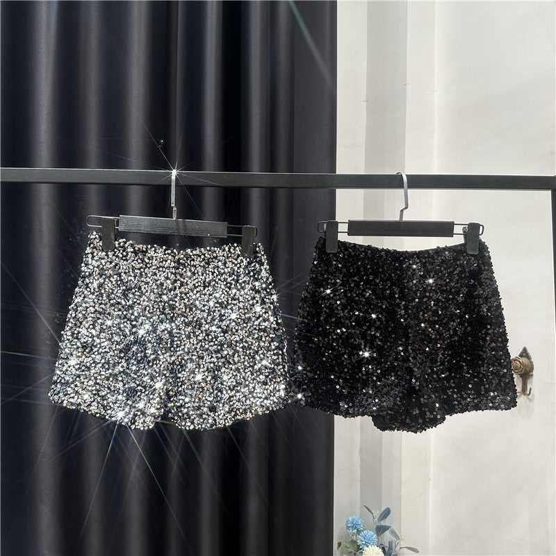 Women's Autumn Full Sequins Shiny Zipper Nightclub Pants