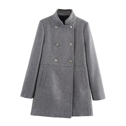 Women's Fashion Casual Blend Double Breasted Overcoat Coats