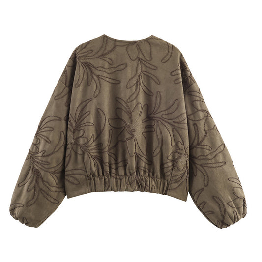 Women's Autumn Fashion Casual Loose Simple Embroidered Coats