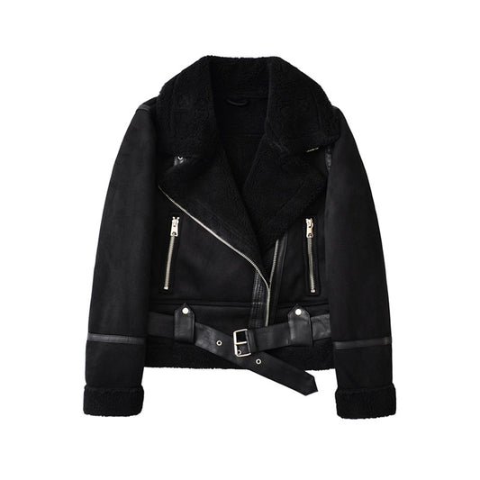 Women's Spanish Single Suede Surface Fur Integrated Lamb Jackets