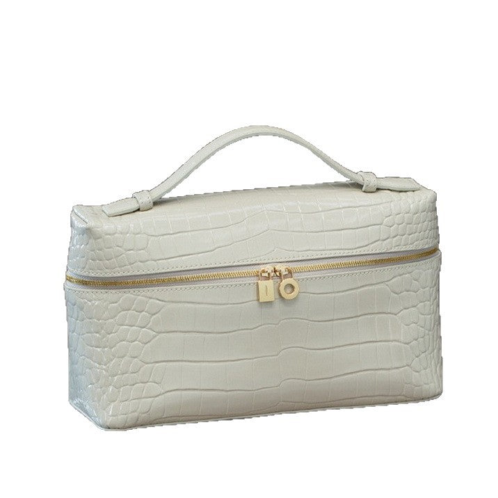 Women's Crocodile Pattern Cowhide Lunch Box Genuine Bags
