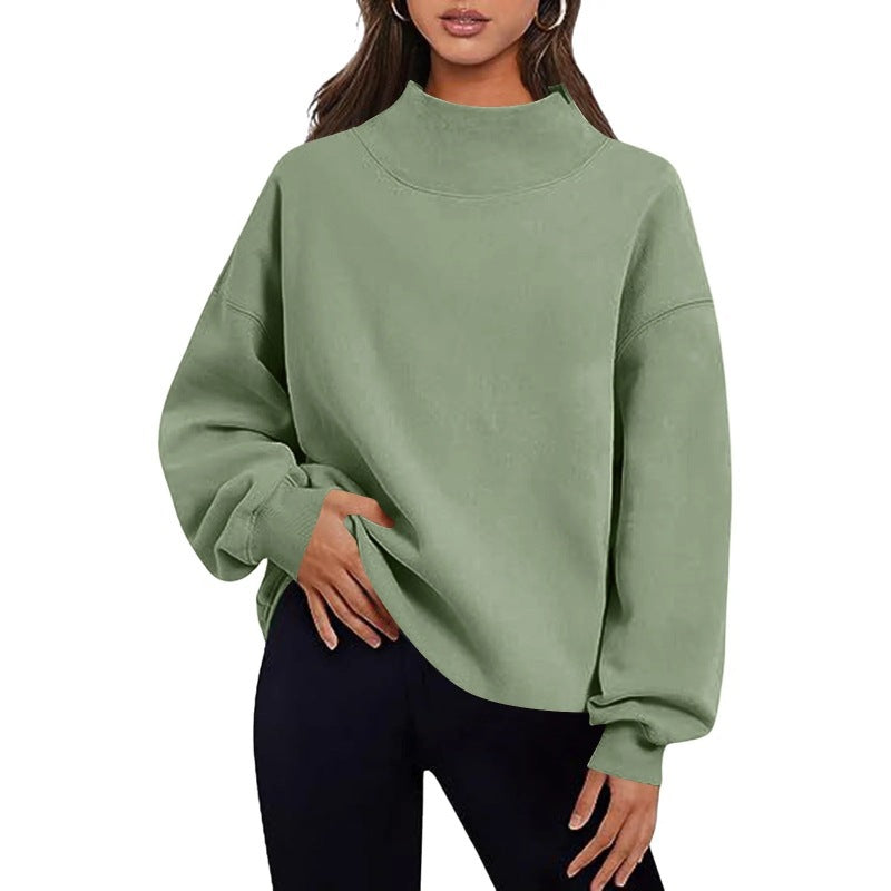 Women's Fashion Casual Style Fleece Shirt Thick Half Turtleneck Sweaters