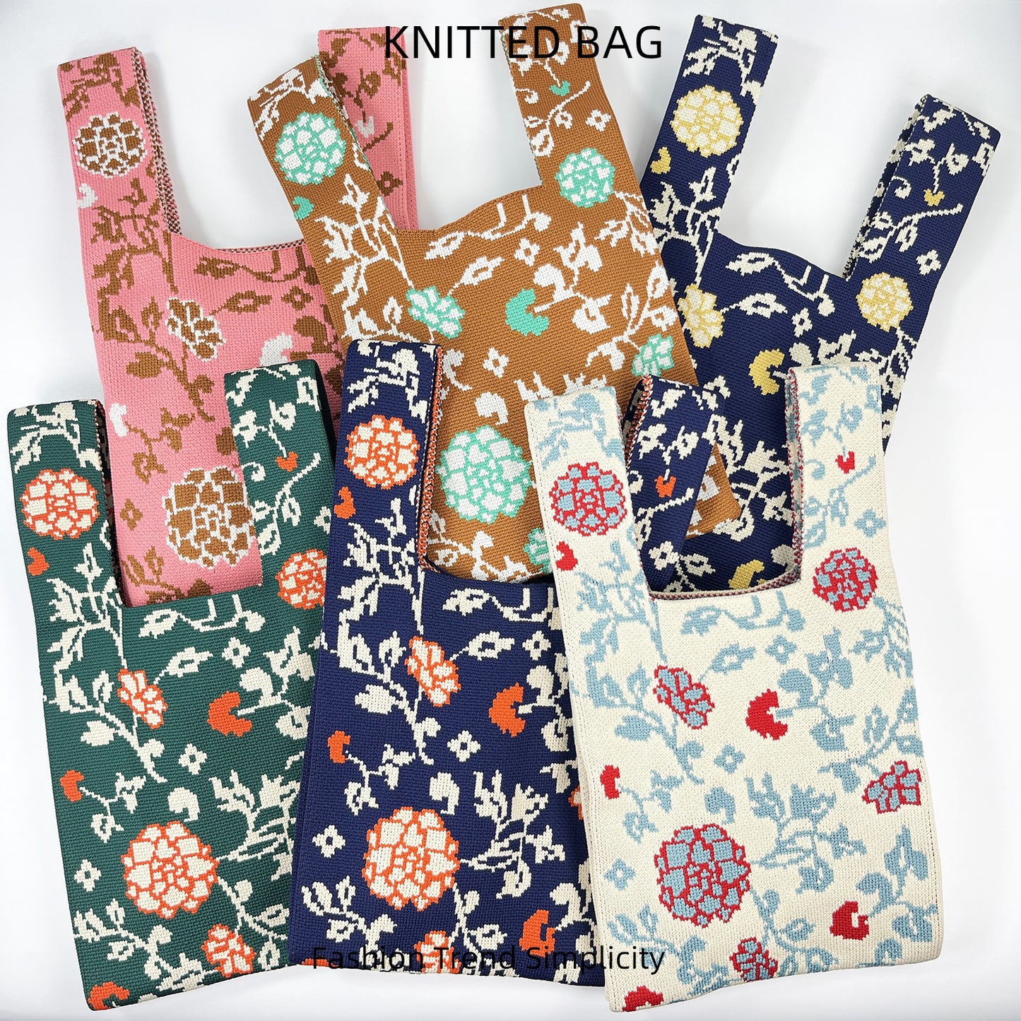 Women's Niche Design Hydrangea Flower Knitted Versatile Handbags