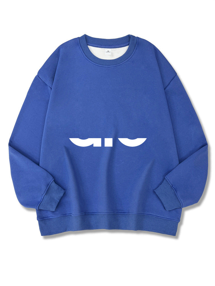 Women's Long Sleeve Composite Interloop Fashion Casual Loose Round Women's Sweater, Sweater