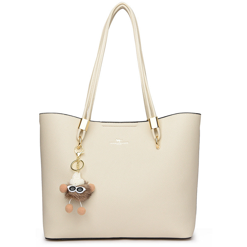 Women's Fashion Simple Solid Color Texture Portable Everyday Tote Bags