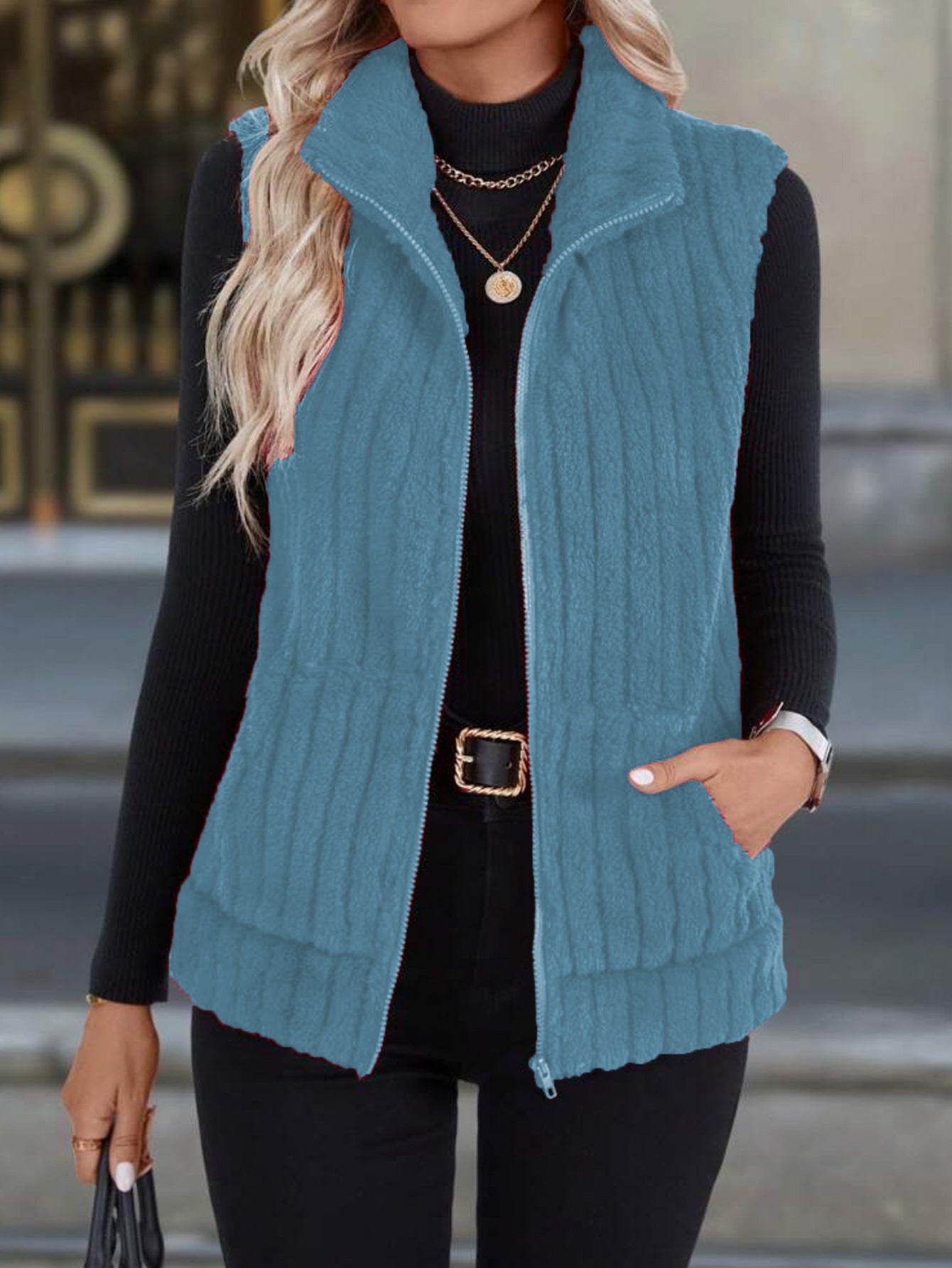 Women's Spring Plush Outerwear Casual Lapel Zipper Coats